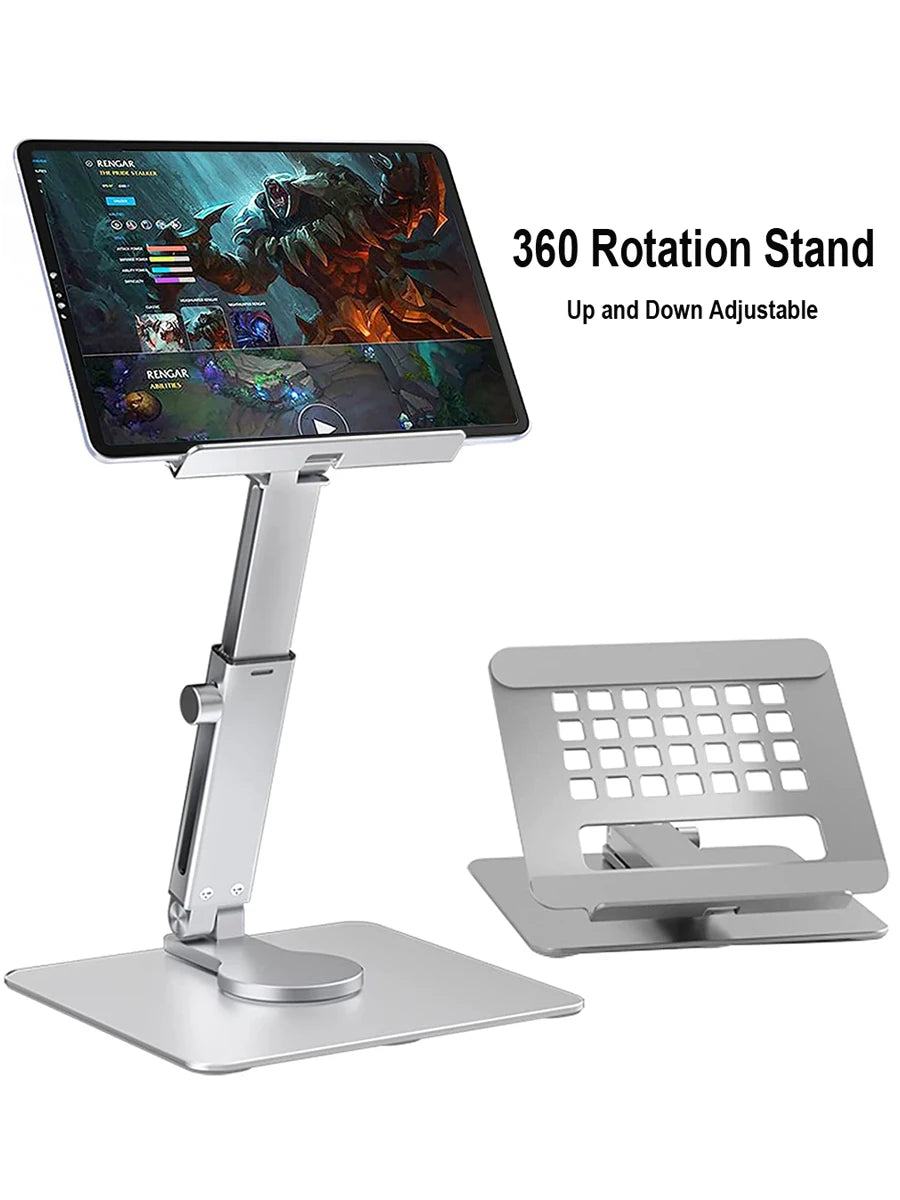 Aluminum Tablet Stand Desk Riser 360° Rotation Multi-Angle Height Adjustable Foldable Holder Dock For Xiaomi iPad Tablet Laptop