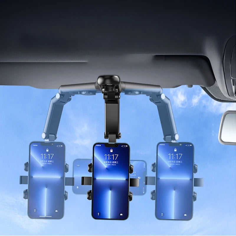 Car Sun Visor Phone Holder 360 Degree Rotation Automobiles Navigation Mount Stand Clip Mobile Phone Bracket Accessory