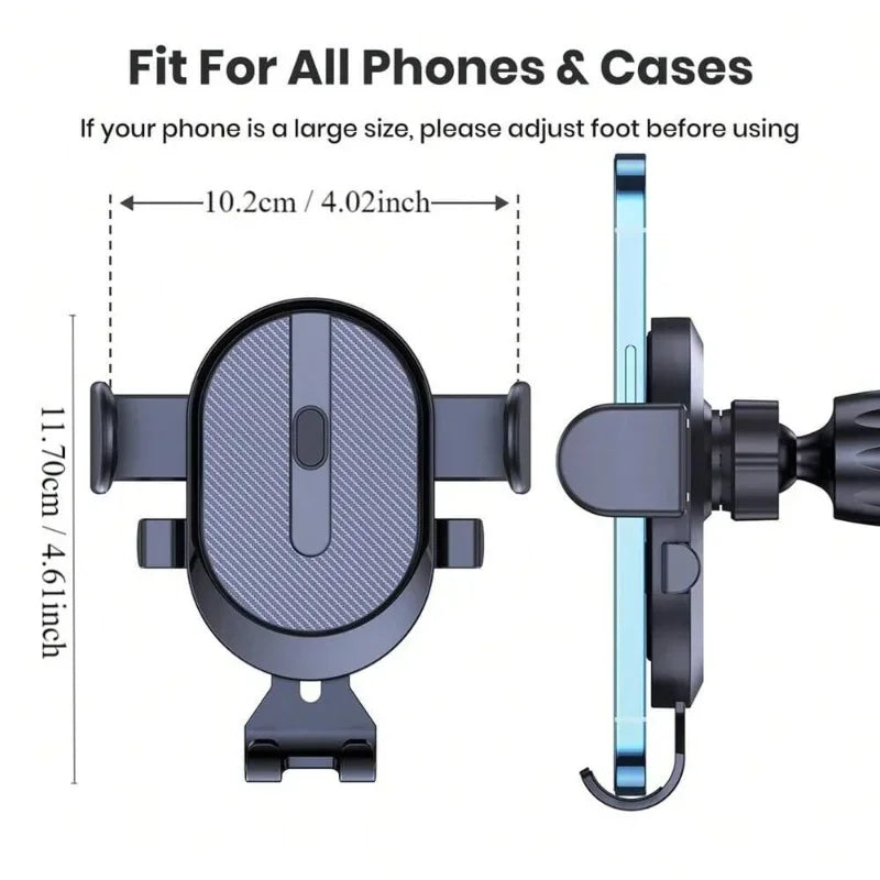 phone holder for car, air outlet, gravity sensor, ringlet gravity, matte simplicity, solid, metal material