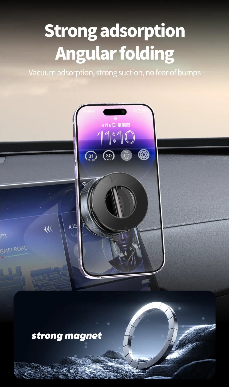 Vacuum Adsorption Car Phone Holder 360° Rotation Strong Magnetic Stand For iphone12-16 Pro Max Smartphone