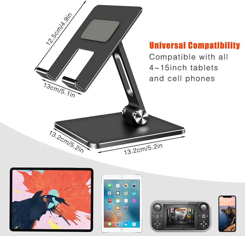 Aluminum Tablet Stand Desk Riser 360° Rotation Multi-Angle Height Adjustable Foldable Holder Dock For Xiaomi iPad Tablet Laptop