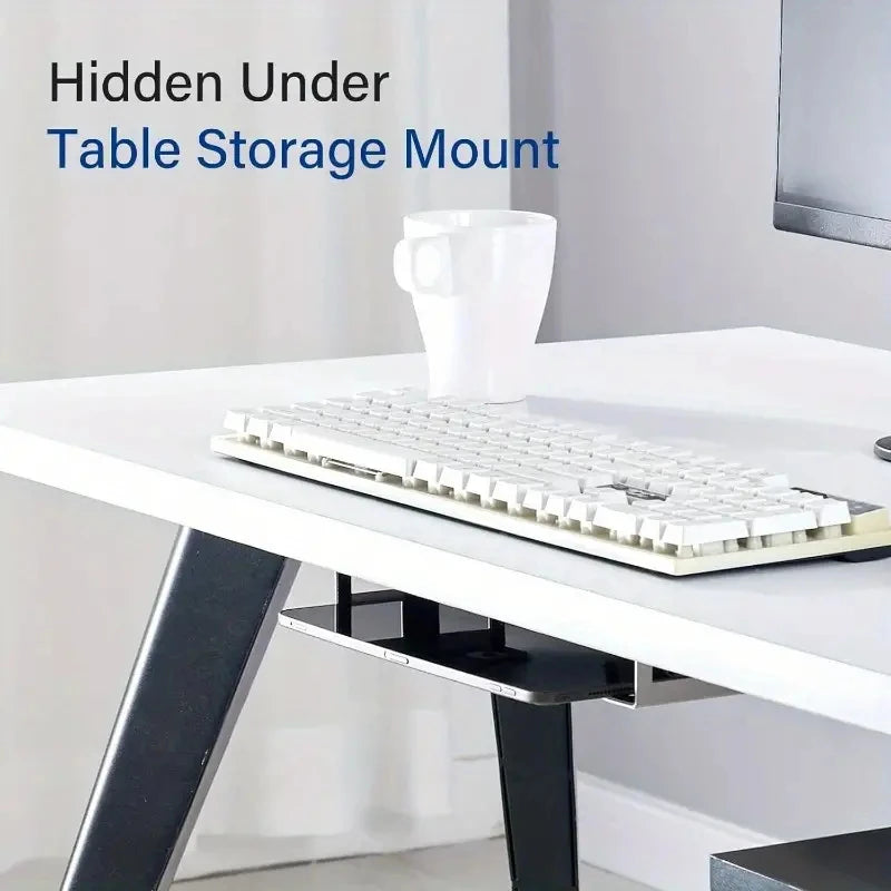 Under Desk Laptop Mount Metal Under Desk Shelf Holder for Laptop for Mac Mini Macbook Keyboard with Anti-Scratch Silicone Rack