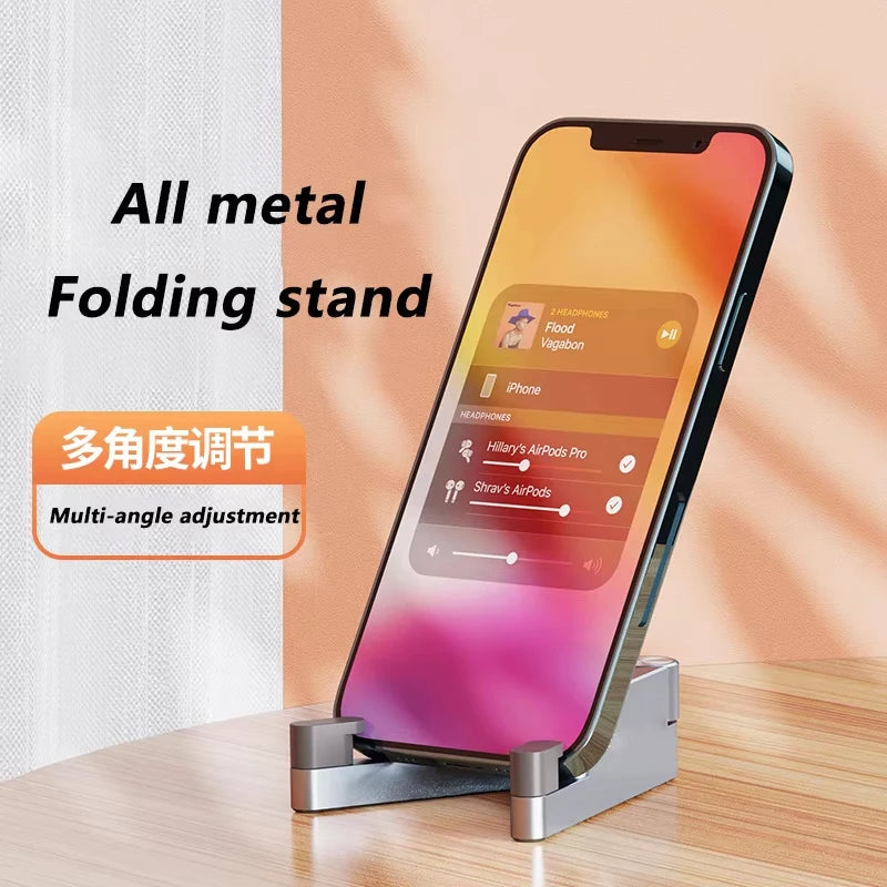 T1 Universal Mini Size Aluminum Portable Folding Desk Mount Holder Bracket Mobile Phone Cradle Foldable Stand for Cellphone