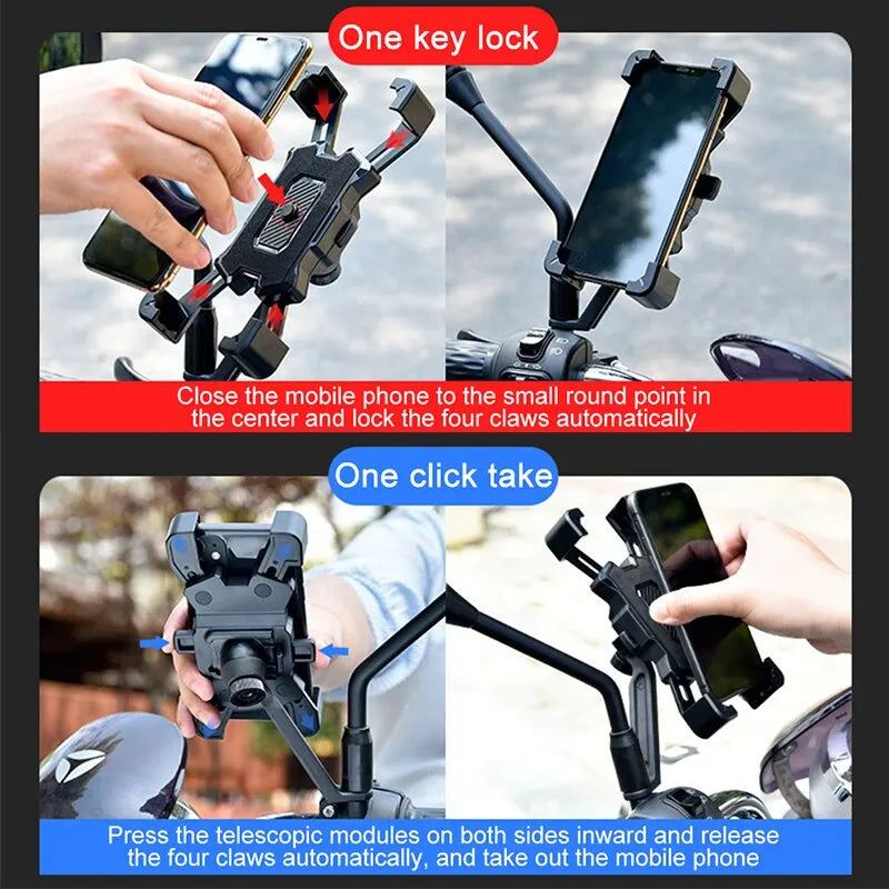 Bicycle Phone Holder Universal Motorcycle MTB Bike Phone Holder Handlebar Stand Mount Bracket Easy Open for iPhone 15 14 Samsung