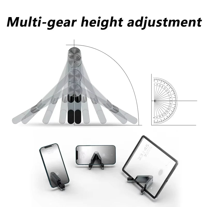 T1 Universal Mini Size Aluminum Portable Folding Desk Mount Holder Bracket Mobile Phone Cradle Foldable Stand for Cellphone