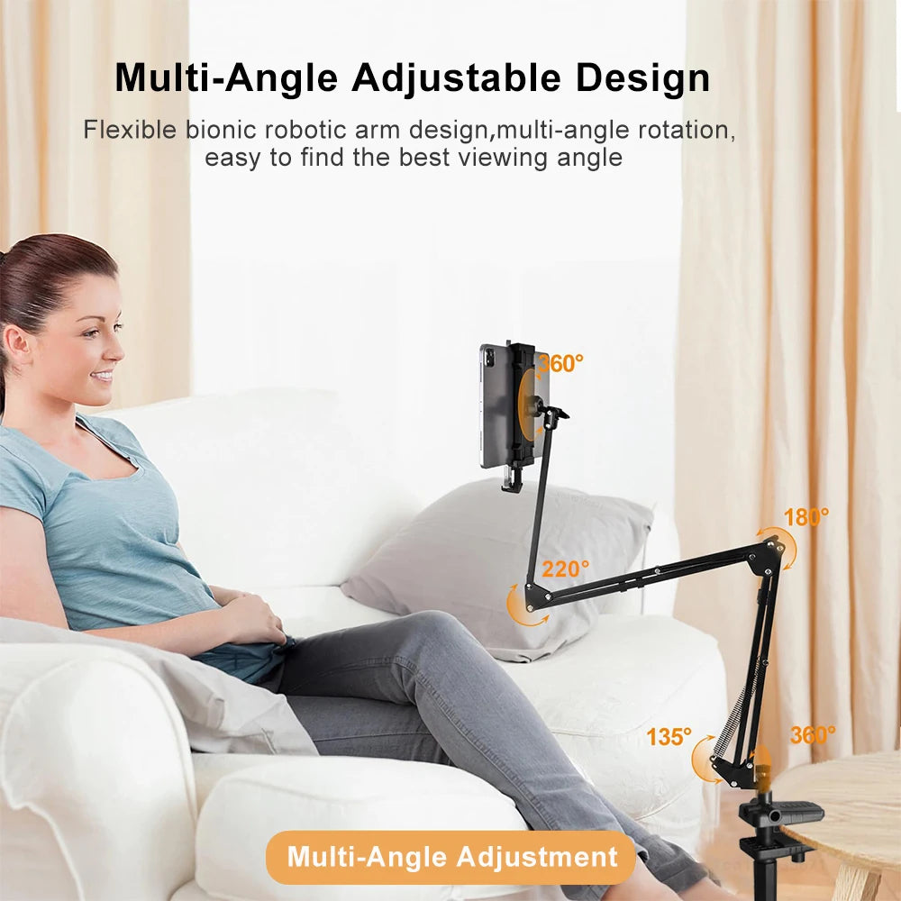 Tablet Stand Holder for Bed Rotatable Phone Stand for 4-12.9" iPad Pro Samsung Tab Xiaomi Pad Tablet Adjustable Holder Long Arm