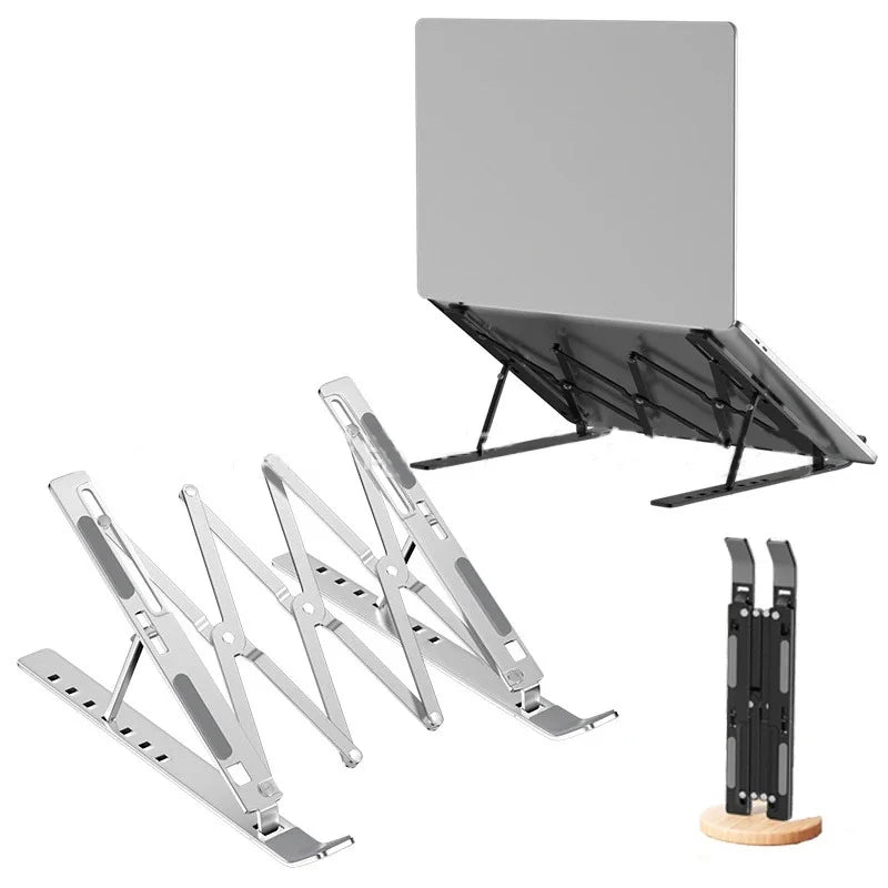 Aluminum Foldable Portable Bracket Holder For Macbook Notebook Laptop Stand Metal Height Adjustable Cooling Rack