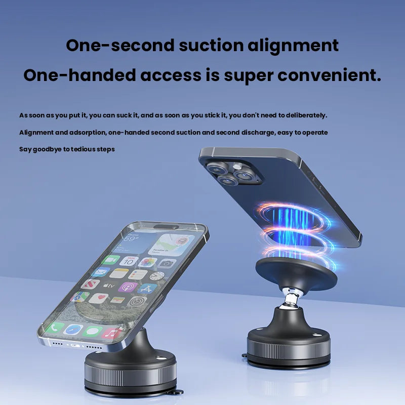 Magnetic Vacuum Car Mount Desktop Phone Holder 360° Rotation Foldable Strong Suction for iPhone 16 15 14 13 12 Pro Mobile Phone