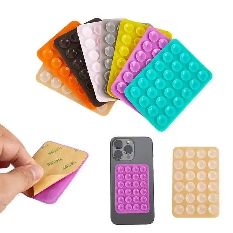 Mobile Phone Double-Sided Silicone Fixed Suction Cup With Adhesive Backing Anti-Slip Wall Desktop Smartphone Holder Patch