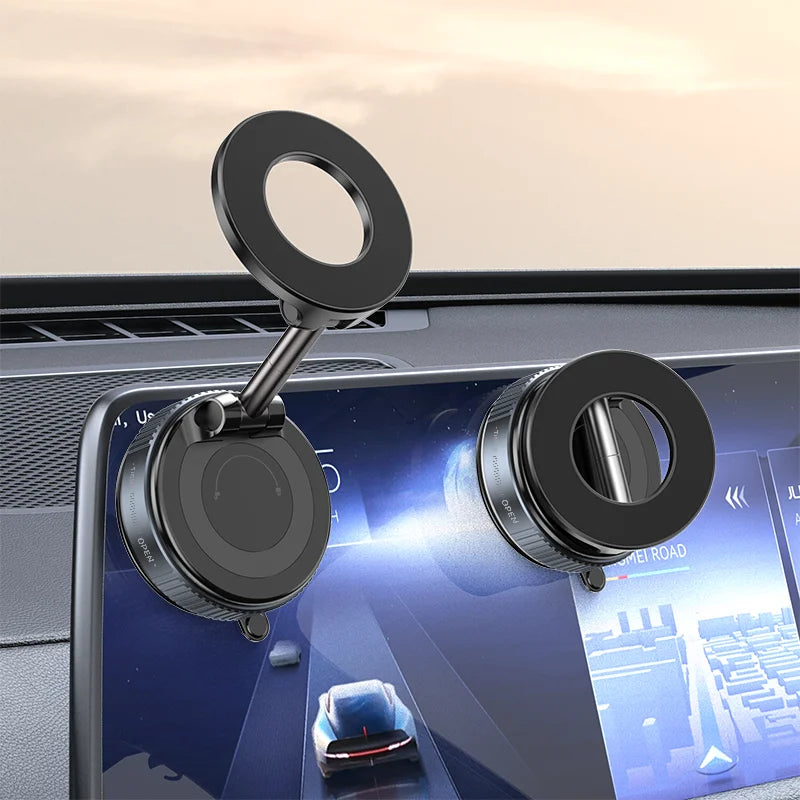 Vacuum Adsorption Car Phone Holder 360° Rotation Strong Magnetic Stand For iphone12-16 Pro Max Smartphone