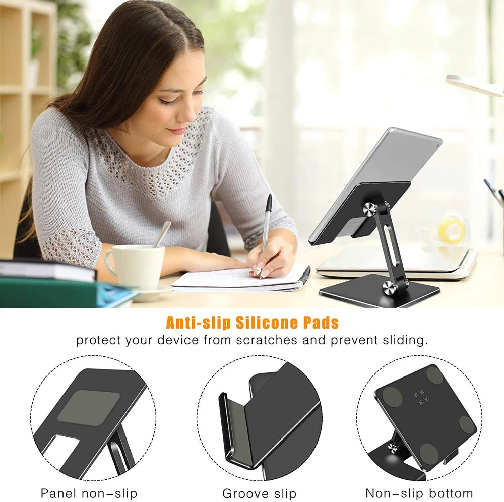 Aluminum Tablet Stand Desk Riser 360° Rotation Multi-Angle Height Adjustable Foldable Holder Dock For Xiaomi iPad Tablet Laptop