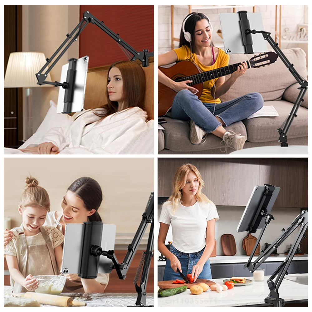 Tablet Stand Holder for Bed Rotatable Phone Stand for 4-12.9" iPad Pro Samsung Tab Xiaomi Pad Tablet Adjustable Holder Long Arm