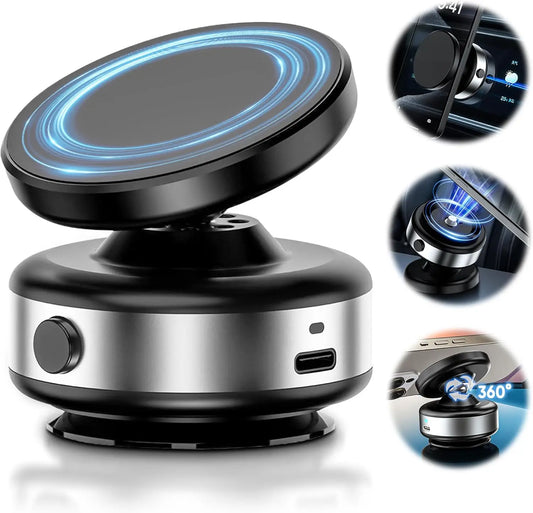 Vacuum Magnetic Car Mount for Cell Phone 360° Rotation Strong Suction Cup for iPhones Hands-Free Holder