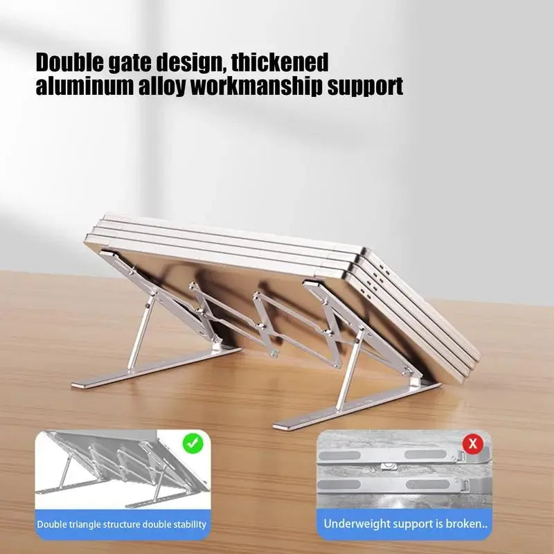 Aluminum Foldable Portable Bracket Holder For Macbook Notebook Laptop Stand Metal Height Adjustable Cooling Rack