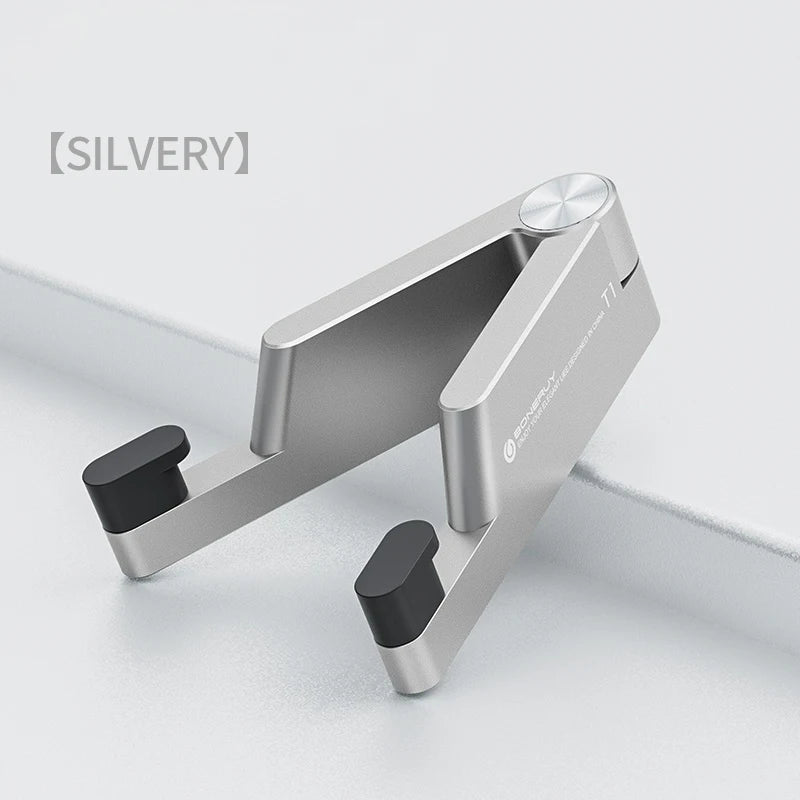 T1 Universal Mini Size Aluminum Portable Folding Desk Mount Holder Bracket Mobile Phone Cradle Foldable Stand for Cellphone