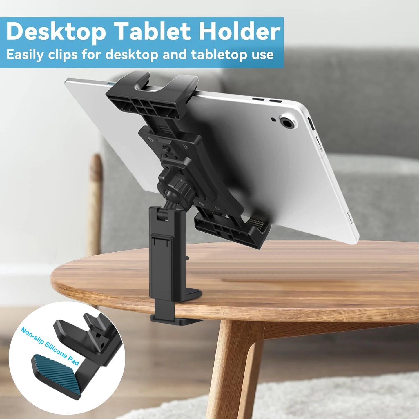 Tablet Holder 360 Rotation Adjustable Handsfree Travel Essential Mount Stand for Cell Phone -Travel Essential