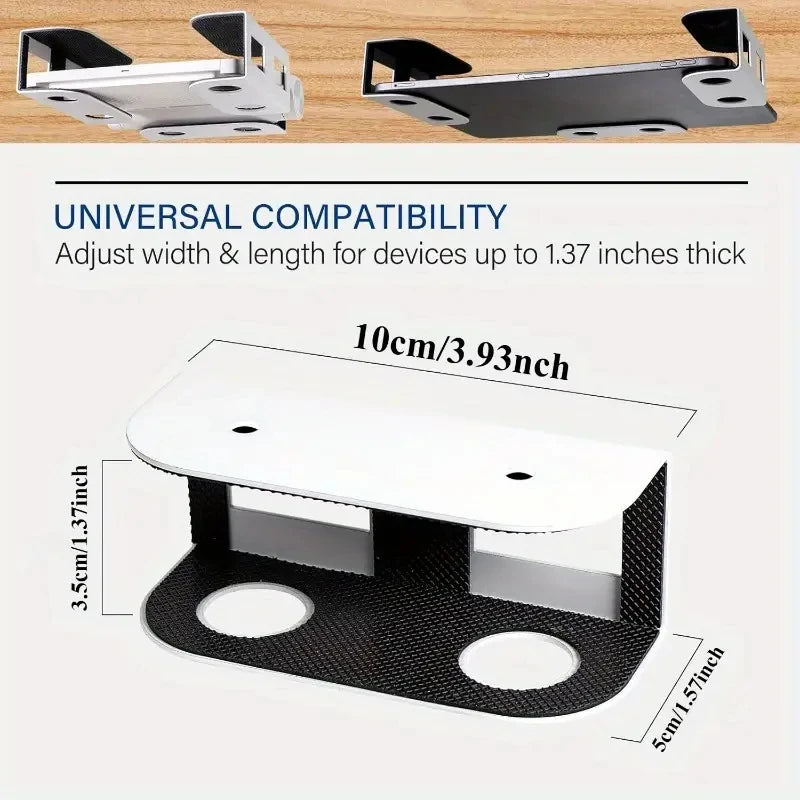 Under Desk Laptop Mount Metal Under Desk Shelf Holder for Laptop for Mac Mini Macbook Keyboard with Anti-Scratch Silicone Rack