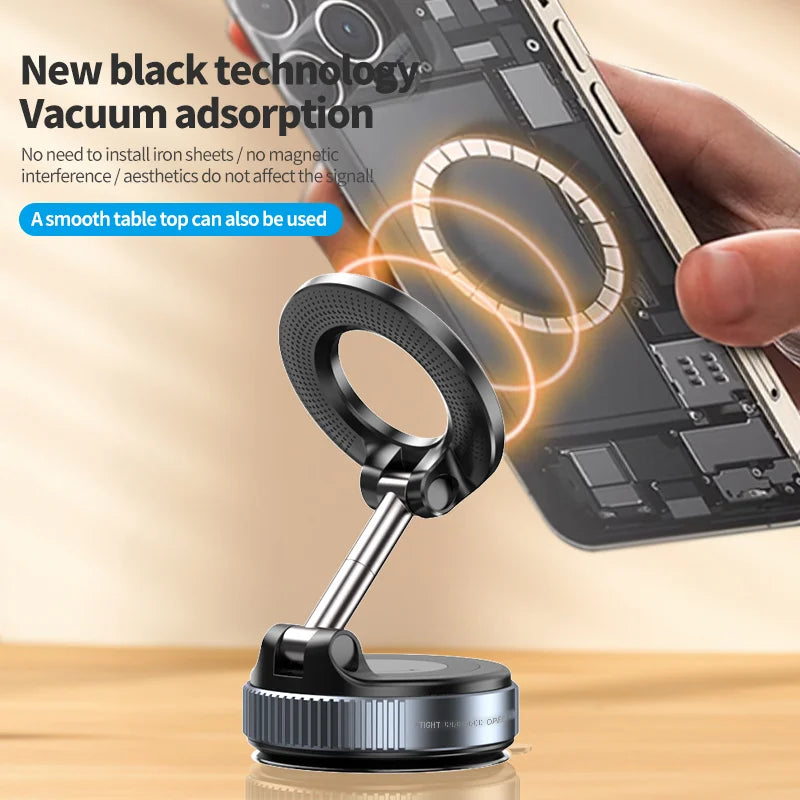 Vacuum Adsorption Car Phone Holder 360° Rotation Strong Magnetic Stand For iphone12-16 Pro Max Smartphone